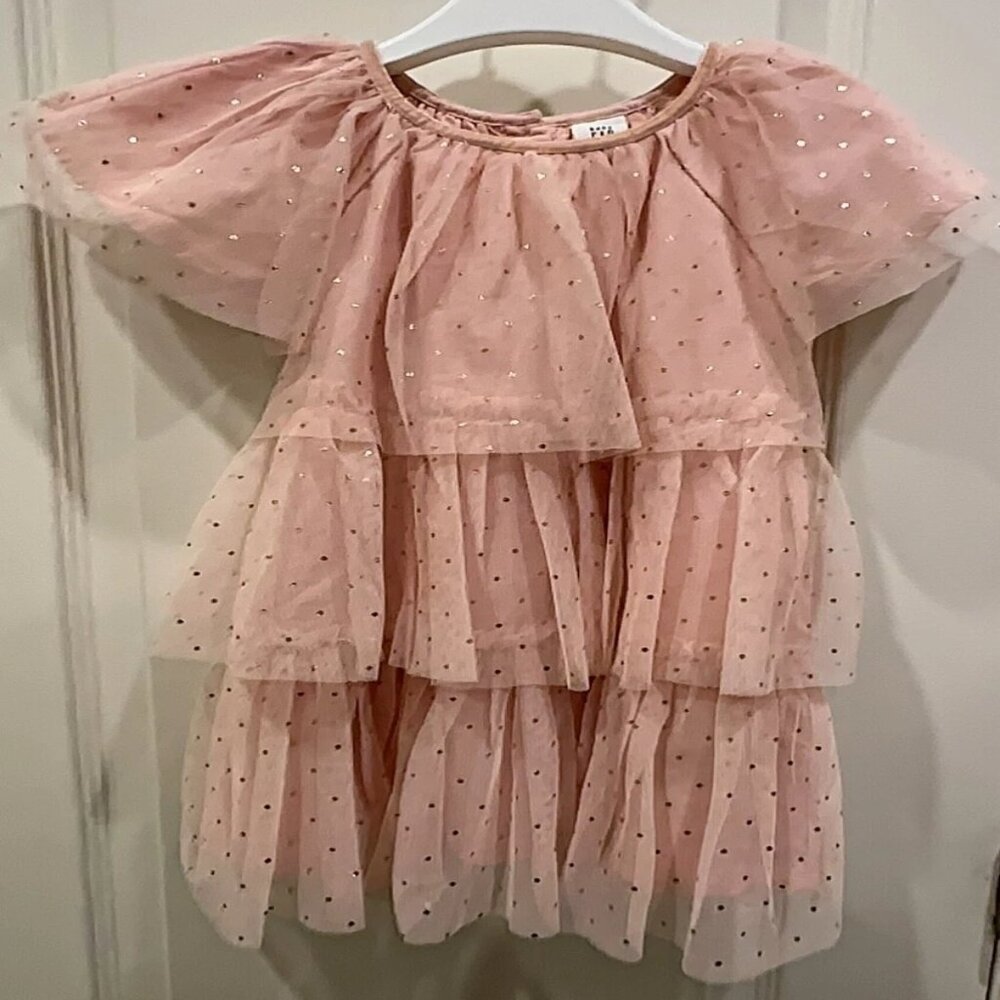 ❤️Baby Gap 2T 💕💕Pink Metallic Tulle Tiered Dress